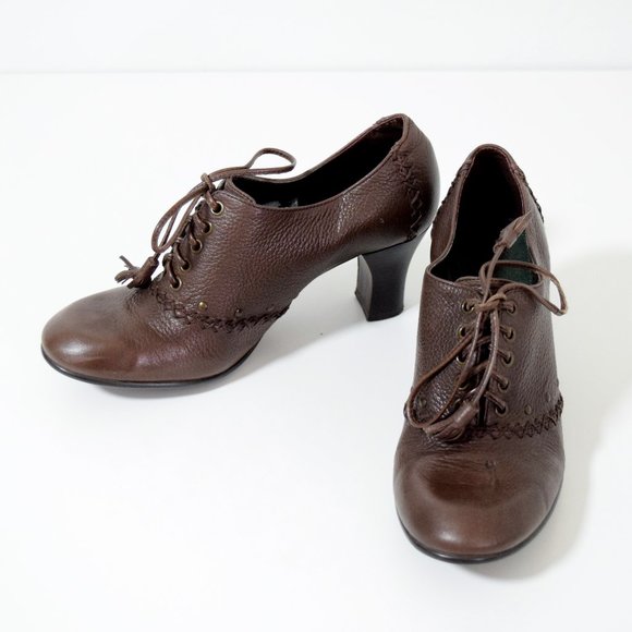 AEROSOLES Brown Leather Brogue Oxford Lace Up High Heels | Size 6.5 - Picture 1 of 9